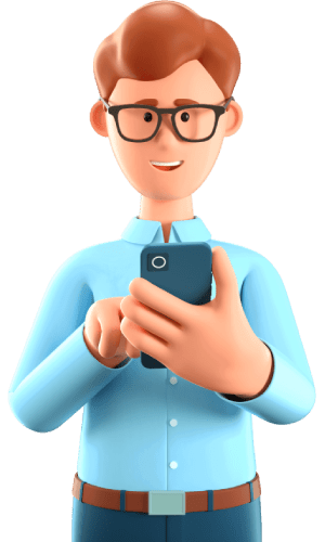 man looking at smartphone and chatting - SimbioTecs